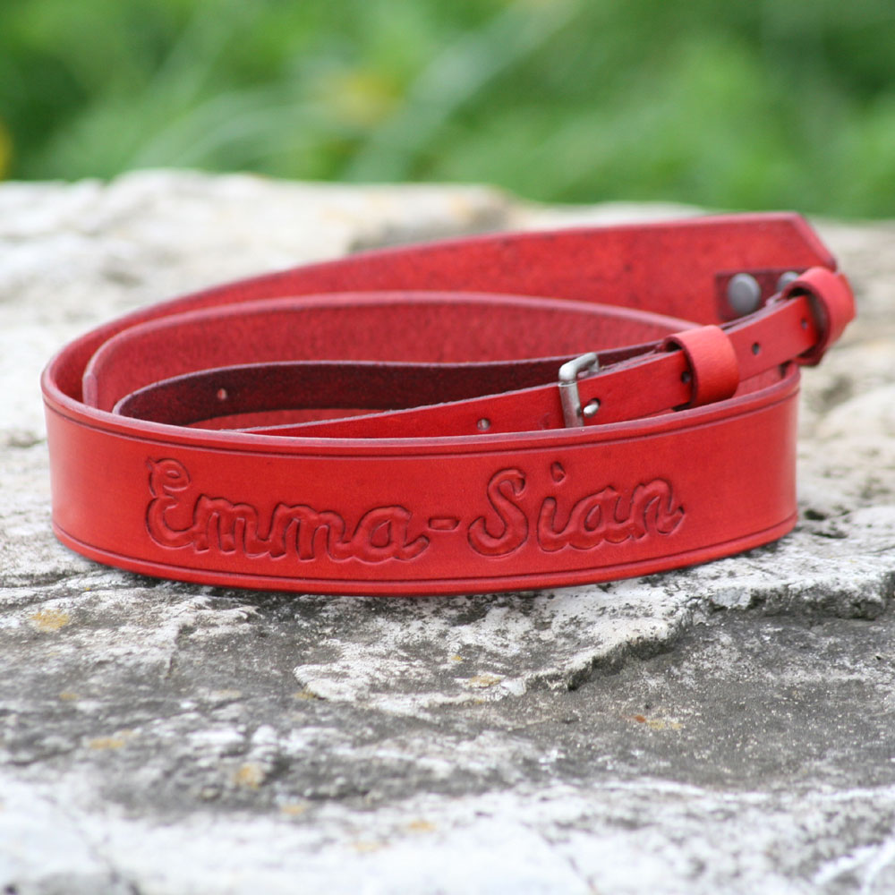 Red leather with antique nickel hardware