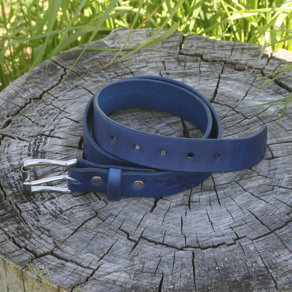 Navy blue leather belt